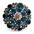 Silver Tone Sky/ Teal Blue Diamante Cocktail Ring (Adjustable Size 7/8) - view 4