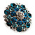 Silver Tone Sky/ Teal Blue Diamante Cocktail Ring (Adjustable Size 7/8) - view 9