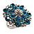 Silver Tone Sky/ Teal Blue Diamante Cocktail Ring (Adjustable Size 7/8) - view 8