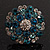 Silver Tone Sky/ Teal Blue Diamante Cocktail Ring (Adjustable Size 7/8) - view 6