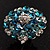 Silver Tone Sky/ Teal Blue Diamante Cocktail Ring (Adjustable Size 7/8) - view 5