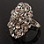 Silver Tone Clear Diamante Cocktail Ring (Adjustable Size 7/8) - view 11