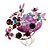 Exquisite Flower And Butterfly Cocktail Ring (Silver And Purple)