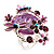 Exquisite Flower And Butterfly Cocktail Ring (Silver And Purple) - view 12