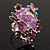 Exquisite Flower And Butterfly Cocktail Ring (Silver And Purple) - view 3