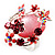 Exquisite Flower And Butterfly Cocktail Ring (Silver And Pink) - view 13