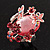 Exquisite Flower And Butterfly Cocktail Ring (Silver And Pink) - view 15