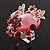 Exquisite Flower And Butterfly Cocktail Ring (Silver And Pink) - view 2