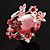 Exquisite Flower And Butterfly Cocktail Ring (Silver And Pink) - view 10