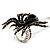 Oversized Jet Black Crystal Spider Stretch Cocktail Ring (Silver Tone) - view 7