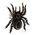 Oversized Jet Black Crystal Spider Stretch Cocktail Ring (Silver Tone) - view 8