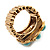 Turquoise Coloured Acrylic Bead Flower Stretch Ring (Gold Tone Metal) - view 11