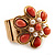 Coral Style Flower Stretch Ring (Gold Tone Metal)