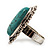 Vintage Oval Turquoise Style Ring (Burn Silver Finish) - view 5