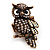 Charming Clear Diamante Antique Bronze Owl Stretch Ring - view 8