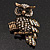 Charming Clear Diamante Antique Bronze Owl Stretch Ring - view 2