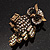 Charming Clear Diamante Antique Bronze Owl Stretch Ring - view 9
