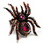 Oversized Multicoloured Crystal Spider Stretch Cocktail Ring (Silver Tone)