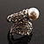 'Calla Lily' Wrap Simulated Pearl Diamante Ring (Silver Tone) - view 14