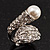 'Calla Lily' Wrap Simulated Pearl Diamante Ring (Silver Tone) - view 15