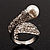 'Calla Lily' Wrap Simulated Pearl Diamante Ring (Silver Tone) - view 17