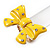 Large Bright Yellow Enamel Crystal Bow Stretch Ring (Size 7-9) - view 10