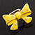 Large Bright Yellow Enamel Crystal Bow Stretch Ring (Size 7-9) - view 5