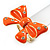Large Bright Orange Enamel Crystal Bow Stretch Ring (Size 7-9) - view 7