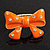 Large Bright Orange Enamel Crystal Bow Stretch Ring (Size 7-9) - view 3