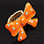 Large Bright Orange Enamel Crystal Bow Stretch Ring (Size 7-9) - view 14