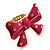 Large Bright Fuchsia Enamel Crystal Bow Stretch Ring (Size 7-9) - view 4