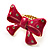 Large Bright Fuchsia Enamel Crystal Bow Stretch Ring (Size 7-9) - view 6