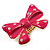 Large Bright Fuchsia Enamel Crystal Bow Stretch Ring (Size 7-9) - view 10
