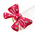 Large Bright Fuchsia Enamel Crystal Bow Stretch Ring (Size 7-9) - view 7