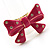 Large Bright Fuchsia Enamel Crystal Bow Stretch Ring (Size 7-9) - view 12