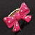 Large Bright Fuchsia Enamel Crystal Bow Stretch Ring (Size 7-9) - view 9