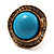 Round Crystal Turquoise Coloured Resin Stone Flex Ring (Gold Tone Metal) Size - 7/9 - view 9