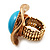 Round Crystal Turquoise Coloured Resin Stone Flex Ring (Gold Tone Metal) Size - 7/9 - view 7