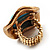 Round Crystal Turquoise Coloured Resin Stone Flex Ring (Gold Tone Metal) Size - 7/9 - view 10