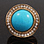 Round Crystal Turquoise Coloured Resin Stone Flex Ring (Gold Tone Metal) Size - 7/9 - view 5