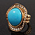 Round Crystal Turquoise Coloured Resin Stone Flex Ring (Gold Tone Metal) Size - 7/9 - view 6