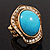 Round Crystal Turquoise Coloured Resin Stone Flex Ring (Gold Tone Metal) Size - 7/9 - view 13