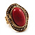 Oval Crystal Coral Style Flex Ring (Gold Tone Metal) Size - 7/9 - view 5