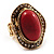 Oval Crystal Coral Style Flex Ring (Gold Tone Metal) Size - 7/9