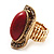 Oval Crystal Coral Style Flex Ring (Gold Tone Metal) Size - 7/9 - view 8