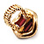 Oval Crystal Coral Style Flex Ring (Gold Tone Metal) Size - 7/9 - view 9