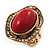 Oval Crystal Coral Style Flex Ring (Gold Tone Metal) Size - 7/9 - view 11