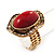 Oval Crystal Coral Style Flex Ring (Gold Tone Metal) Size - 7/9 - view 13
