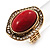 Oval Crystal Coral Style Flex Ring (Gold Tone Metal) Size - 7/9 - view 3