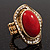 Oval Crystal Coral Style Flex Ring (Gold Tone Metal) Size - 7/9 - view 2